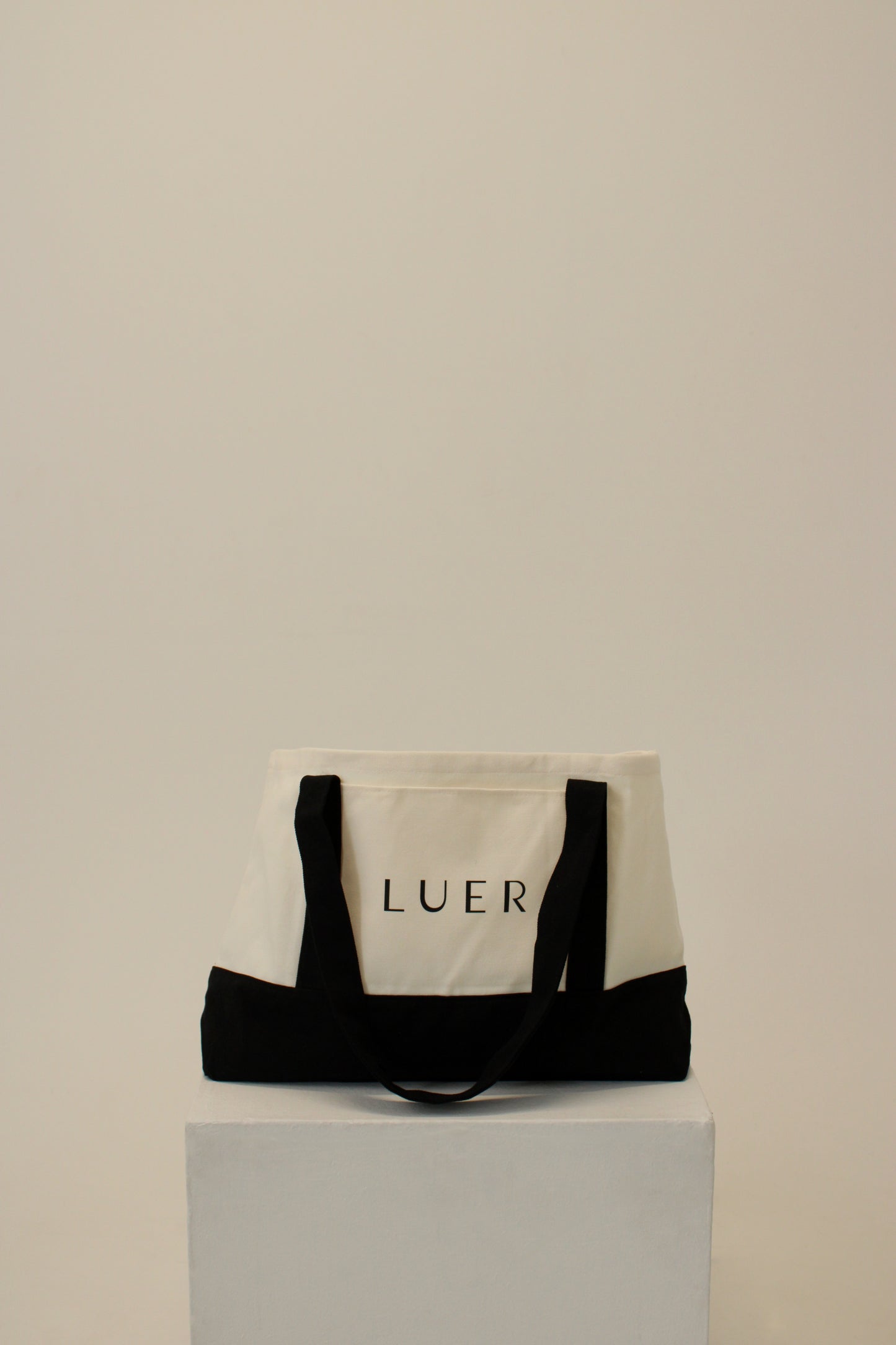 canvas tote bag black and beige