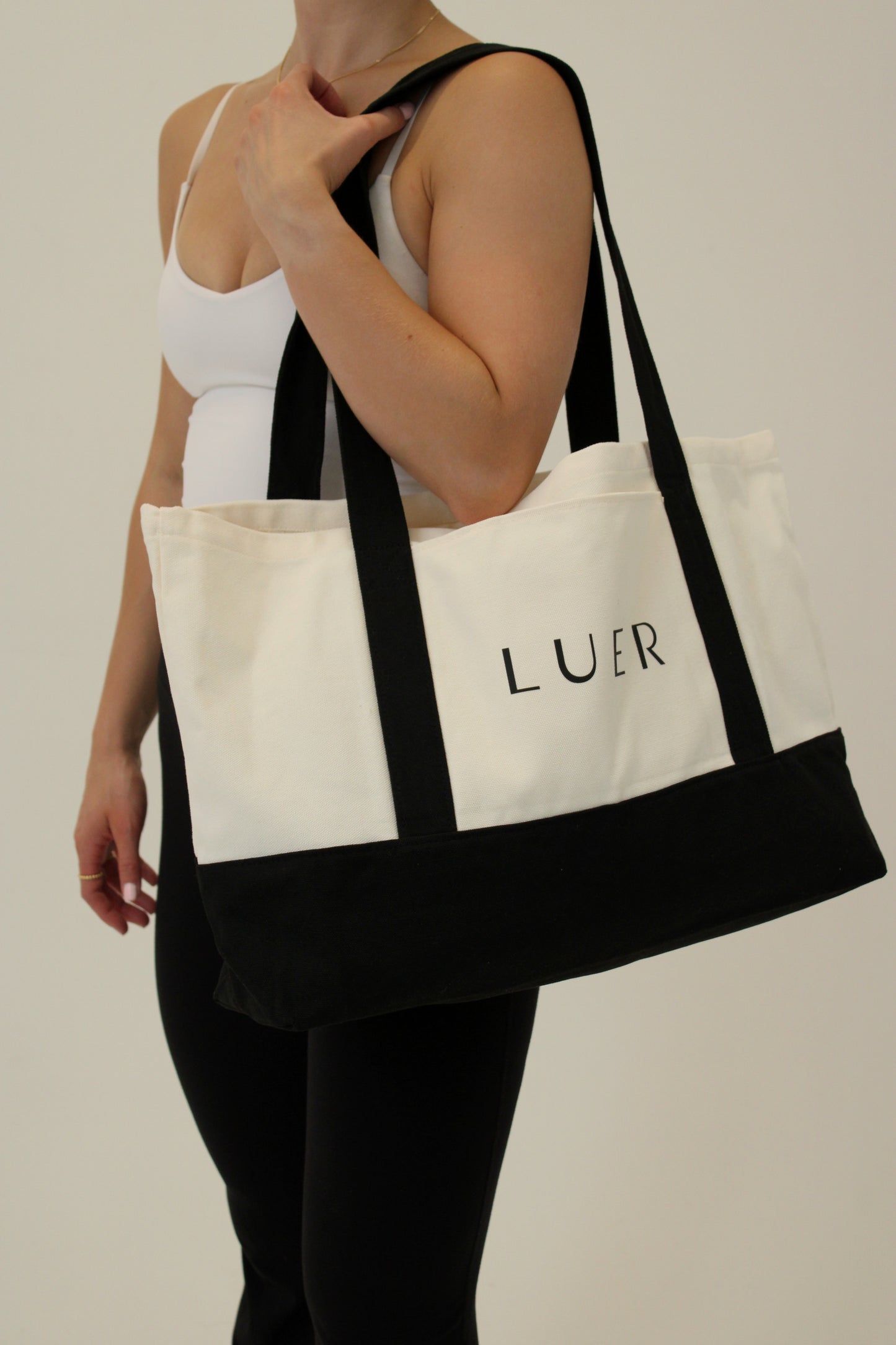 cotton canvas tote bag beige